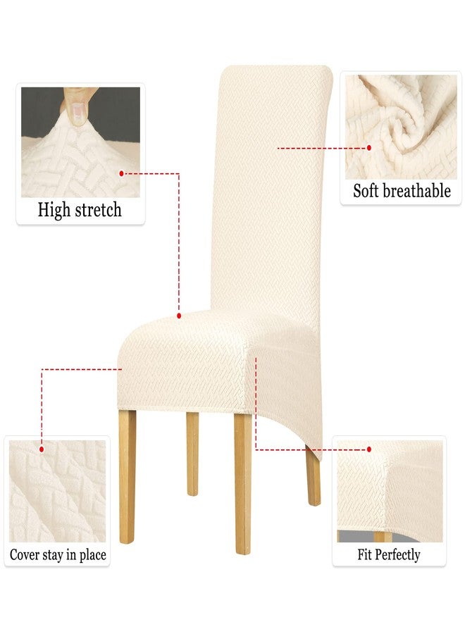 Lellen XL Size Stretch Chair Covers for Dining Room Large Dining Room Chair Slipcovers Dining Chair Covers Kitchen Reusable Parsons Side Chair Slipcover Soft Protector Set of 4,Cream - Image 3
